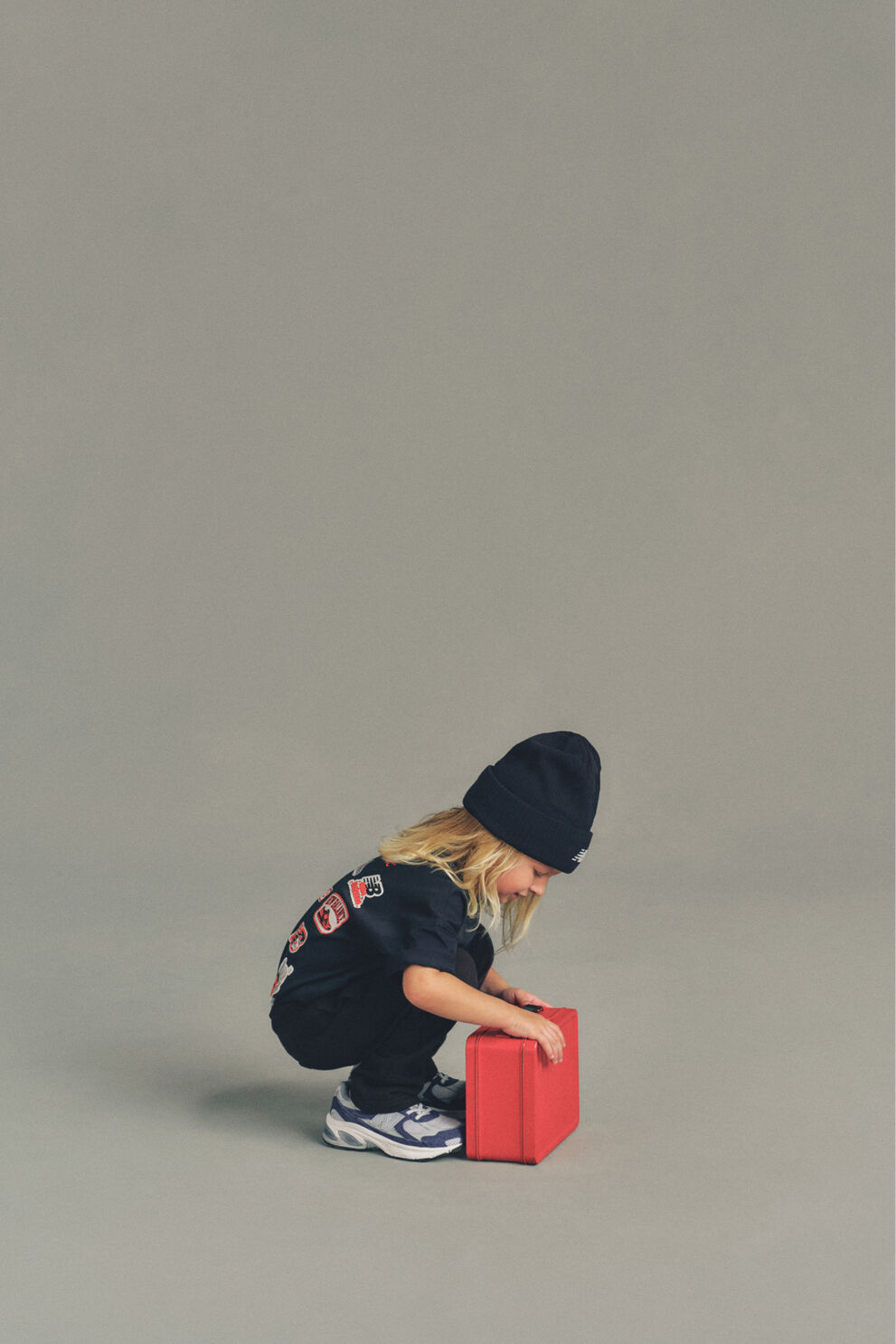 Small child standing in a matching clothing set